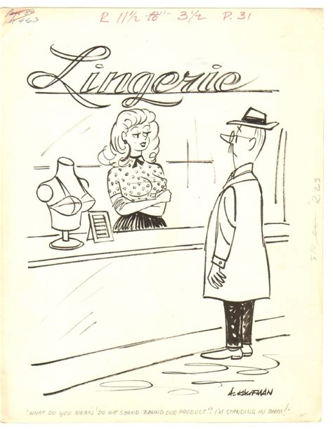 High Beam Babe At Lingerie Counter Humorama Gag 1963 Signed By Al Kaufman