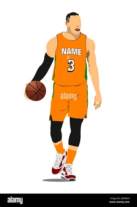 Basketball Player Silhouettes Colored Vector 3d Illustration For