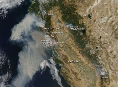 Its destructiveness was surpassed only a year later by the camp fire of 2018. Wildfires Running Amok in California | NASA