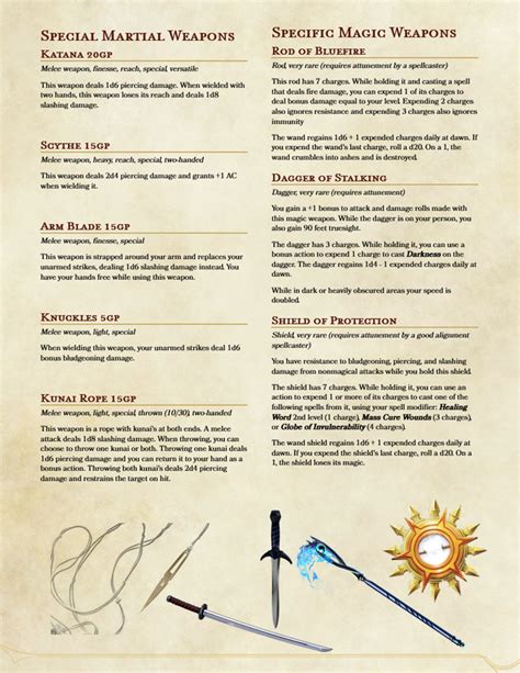 List Of 5e Weapon Types References