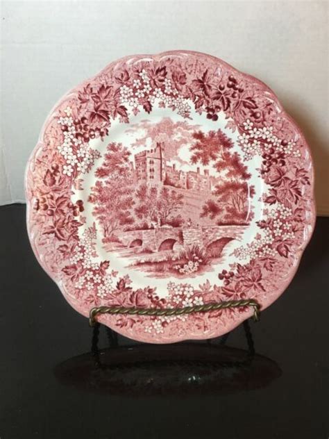 J And G Meakin Romantic England Derbyshire Haddon Hall Red Dinner Plate