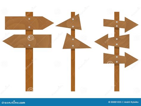 Wooden Arrows Signs Set Stock Vector Illustration Of Panel 80881055