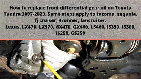 How to replace front differential gear oil on Toyota Tundra 2007-2020
