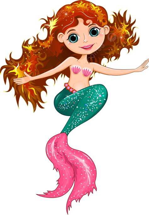 Little Beautiful Mermaid Hair Illustration Beautiful Vector Hair