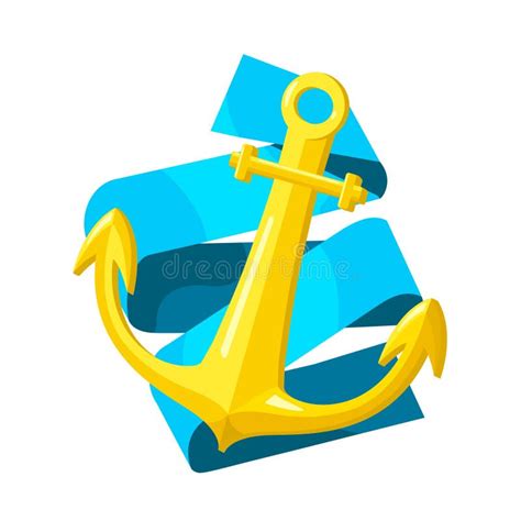 Vector Cartoon Isolated Image With Golden Anchor Stock Vector