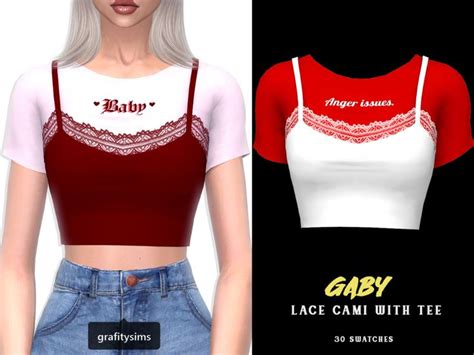 Grafity — Grafity Cc Includes 4 Items Gaby Lace Cami Sims 4