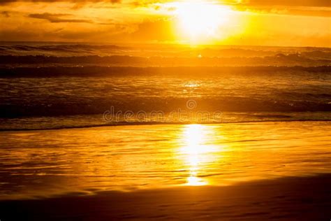 Beautiful Golden Sunset On Sea Beach Stock Photo Image Of Colorful