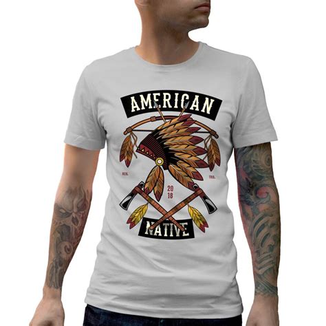 White L American Native American T Shirt Indian Chief Spirit Warrior