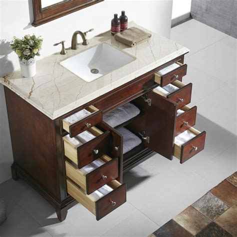 Eviva Elite Princeton 42 Teak Solid Wood Bathroom Vanity Set With