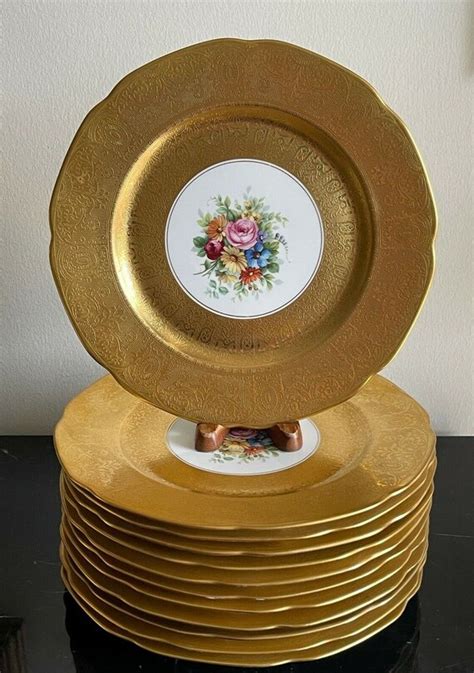 Vintage Royal China Warranted 22k Gold Encrusted 12 Porcelain Etsy