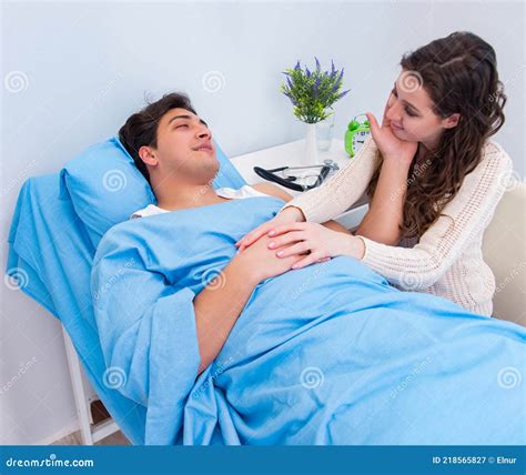 Wife Visiting Ill Husband In The Hospital Room Stock Image Image Of Happy Holding 218565827