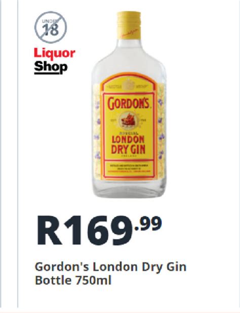 Gordons London Dry Gin Bottle 750ml Offer At Shoprite Liquor