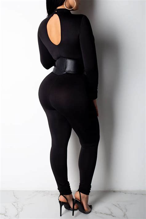 Lovely Sexy Patchwork Black One Piece Jumpsuitlw Fashion Online For