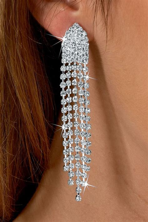 Dazzling Crystal Rhinestone Drop Earrings Pierced Prom Jewelry