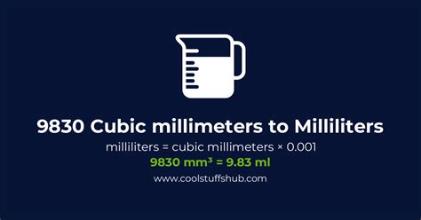 Convert 9830 Cubic Millimeters To Milliliters 9830 Mm³ To Ml