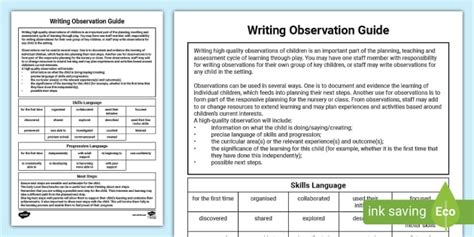 Written Observation Examples And Guide Teacher Made