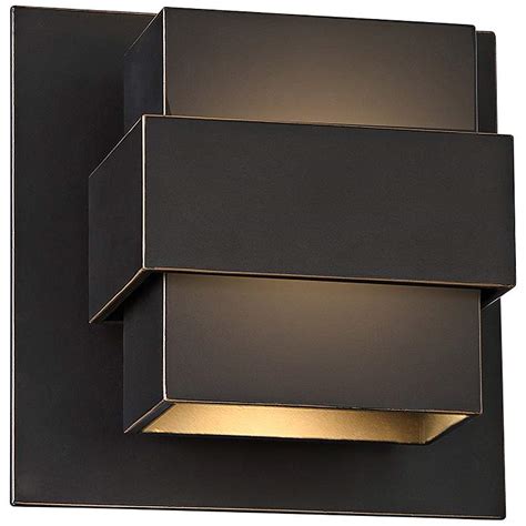 Pandora 11 inch tall 2 light led outdoor wall light by modern forms. Modern Forms Pandora 7" High Bronze LED Outdoor Wall Light - #59D33 | Lamps Plus