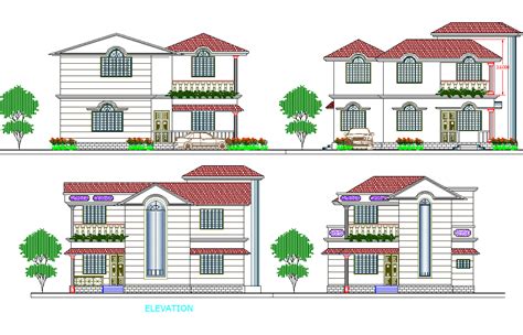 Residential Bungalow All Sided Elevation Cad Drawing Vrogue Co