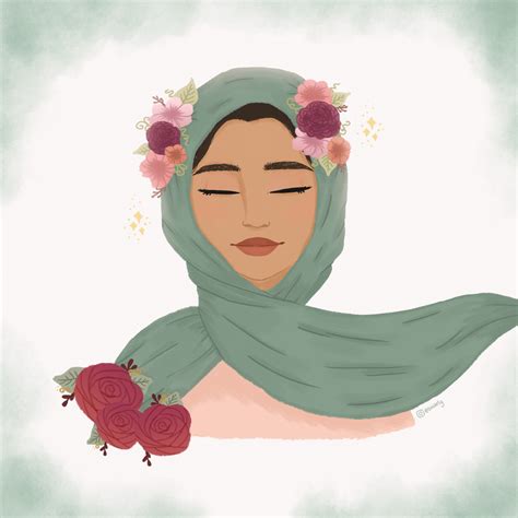 Cute Hijabi Art Prints Souqudesign Aesthetic Art Prints Art Print Rose Hijabi Islamic Art Prints