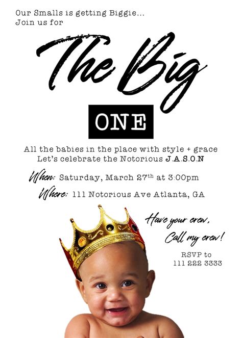 Biggie Smalls Notorious One Birthday Invitation Etsy