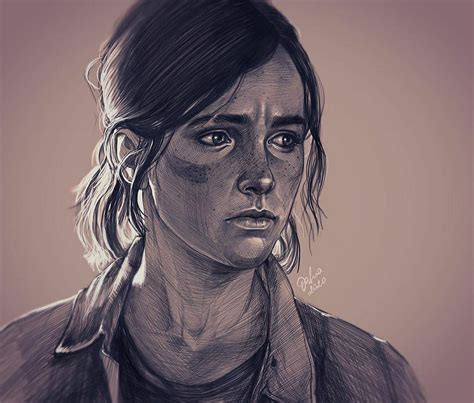 The Last Of Us2 Dina Ellie Portrait Tattoo Video Game Male Sketch Reference Fan Art