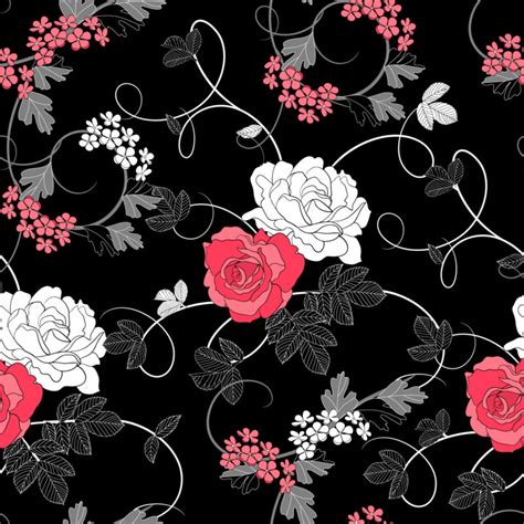Black Floral Pattern Backgrounds Black Colors Flowers Grey