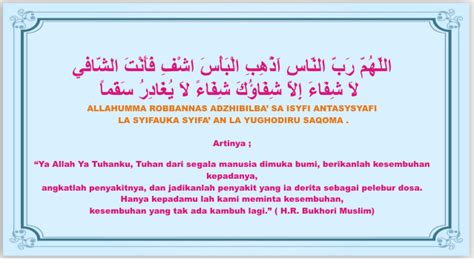Di riwayatkan oleh bukhari dan muslim dari aisyah : Doa Untuk Orang Sakit | Sahabat Muslim
