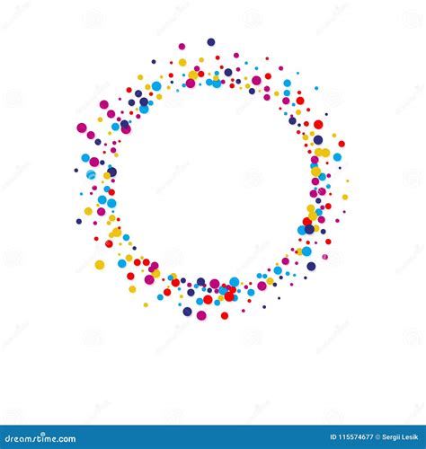 Vector Colorful Round Confetti Frame Isolated On White Background Stock