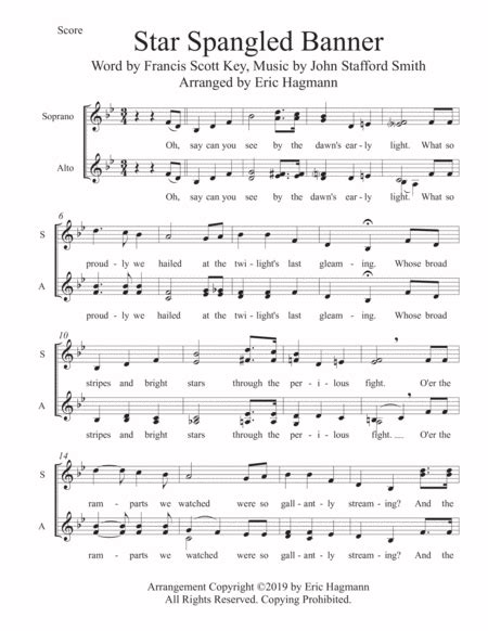 The Star Spangled Banner Sheet Music Francis Scott Key John Stafford