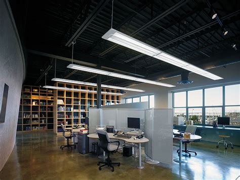 Very Cool Office Space Simple But Stylish Lighting With Exposed Beam