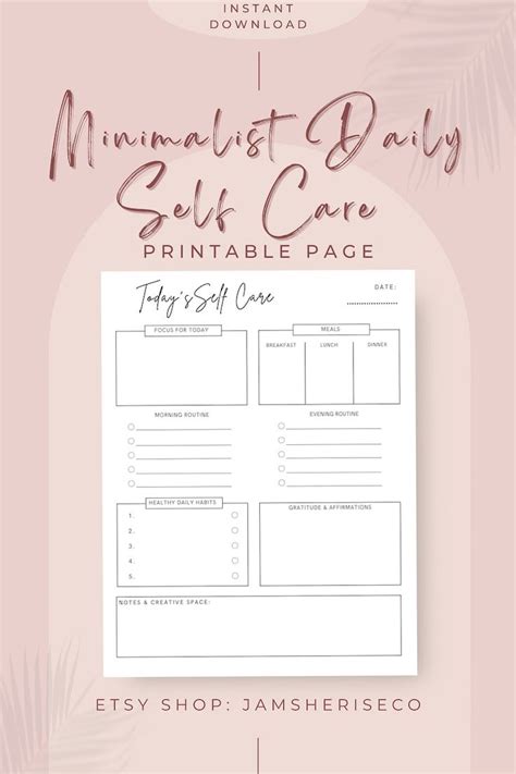 Daily Self Care Printable With Daily Habit Routine Checklist Etsy