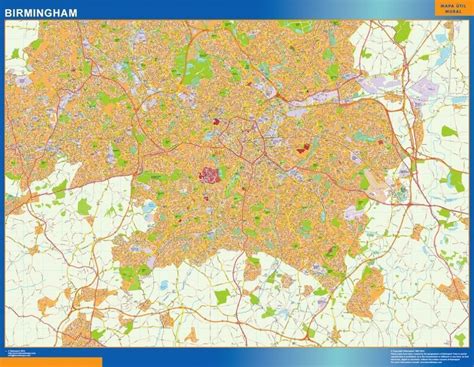 Birmingham Wall Map Digital Maps Netmaps Uk Vector Eps And Wall Maps