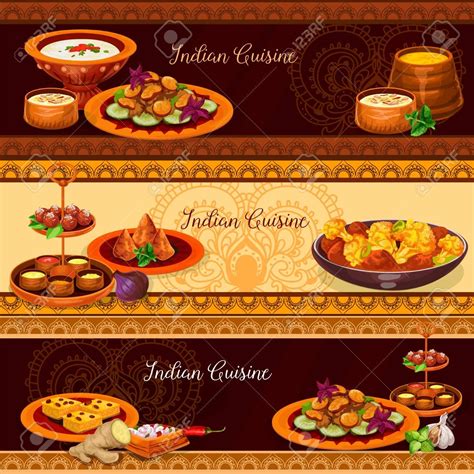 Vegetables a pleasant experience, and opmize the intake of essenal. Indian cuisine traditional food for lunch banner set ...