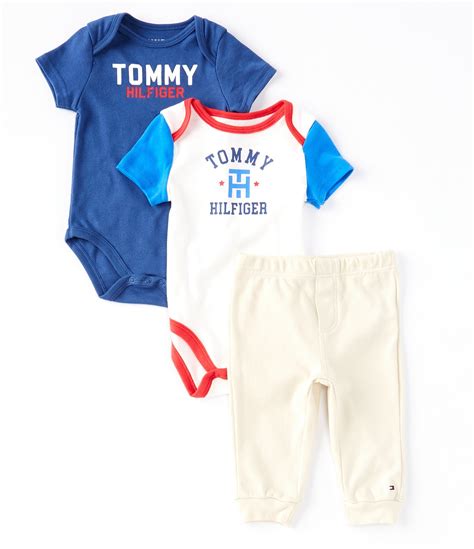 Tommy Hilfiger Baby Boys Newborn 9 Months Short Sleeve Bodysuit And Solid