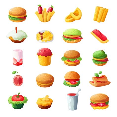 Premium Vector Fast Food Set Cartoon Vector Illustration