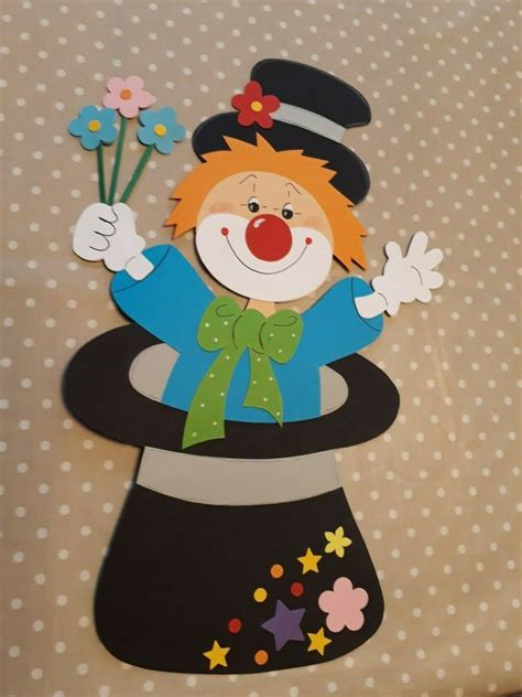 Gratis malbilder vorlagen mit kindgerechten motiven. Fensterbild Tonkarton XL Clown Zauberer Zylinder Blumen ...
