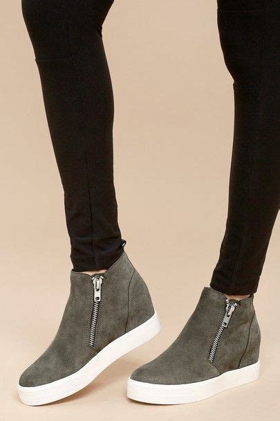 You don't have to sacrifice style when you search for a comfortable shoe. Wedgie Grey Suede Leather Hidden Wedge Sneakers | Wedge ...