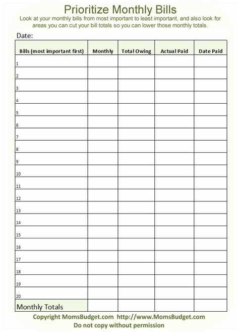 Monthly Bill Tracker Excel Luxury Free Printable Blank Charts Budget