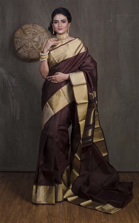 Maybe you would like to learn more about one of these? Kanjivaram Silk Saree in Coffee Brown and Gold | Saree, Kanjivaram sarees, Silk sarees