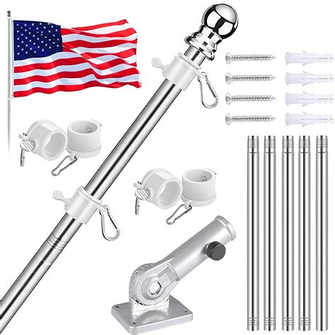 6ft Flag Pole Kit Flag Poles For Outside With 180 Degree Adjustable