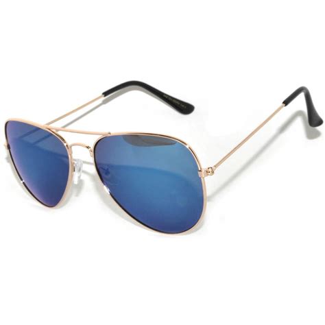 aviator mirror lens gold metal frame sunglasses blue lens av062mgbl one pair online