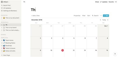 Notion Monthly Calendar Template