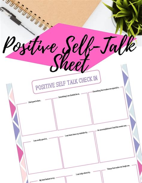 positive self talk printable worksheet etsy