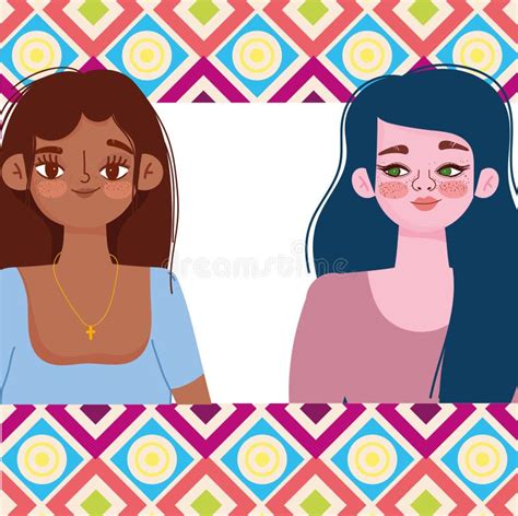 Diversity Women Cartoons Of Different Cultural Stock Illustration