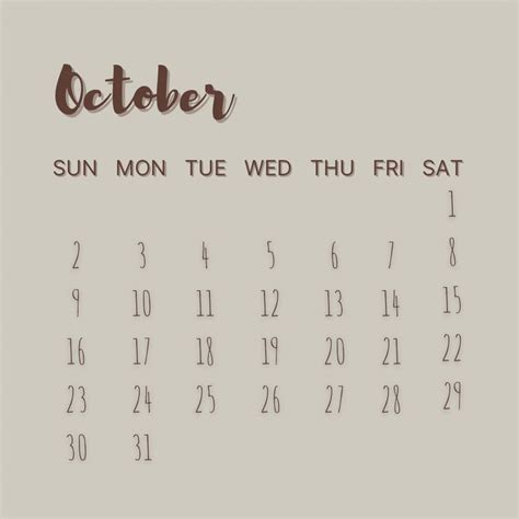 October 2022 Simple Aesthetic Beige Calendar October Calendar August