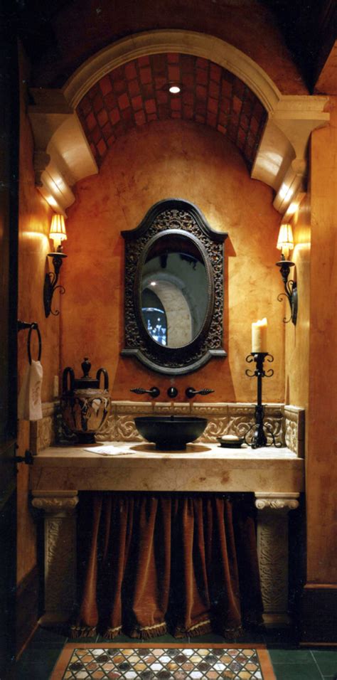 Counter top in glass with washbasin in white eclectic bedroom italian bathroom bathroom interior home remodel red home decor basement. Pin by Prai Ditthasamrerng on tuscan | Tuscan bathroom ...