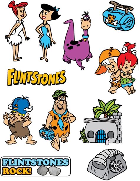 Flintstones Characters Printable Stickers Good Cartoons Old School