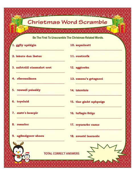 Christmas Word Scramble Printable Christmas Game Diy Etsy Hot Sex Picture