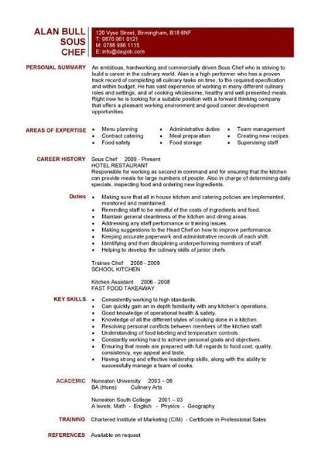 Chef Resume Sample Examples Sous Chef Jobs Free