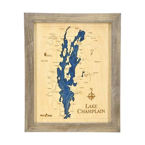Lake Champlain Nautical Nautical Chart 2d Wall Art 13x16 Sea And